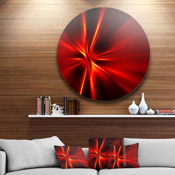 Red and Yellow Rays - Abstract Metal Circle Wall Art